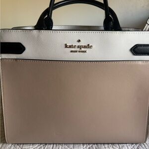Kate Spade Black and Tan Briefcase with Structured Design